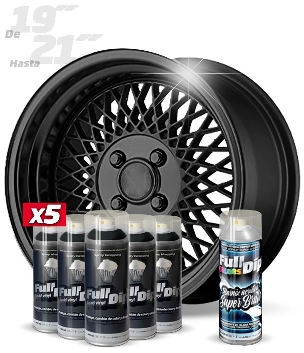 Pack x5 Sprays FullDip® color NEGRO METALIZADO BRILLANTE