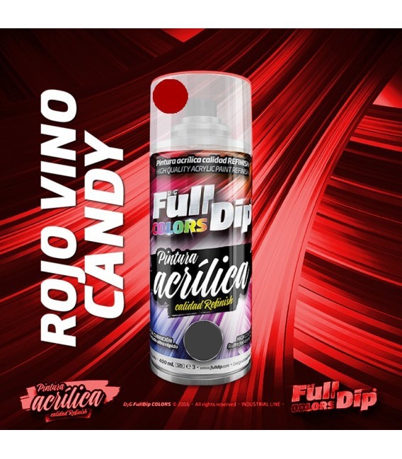 Pintura ACRÍLICA Spray 400ml ROJO VINO CANDY - FullCarX - FullDip