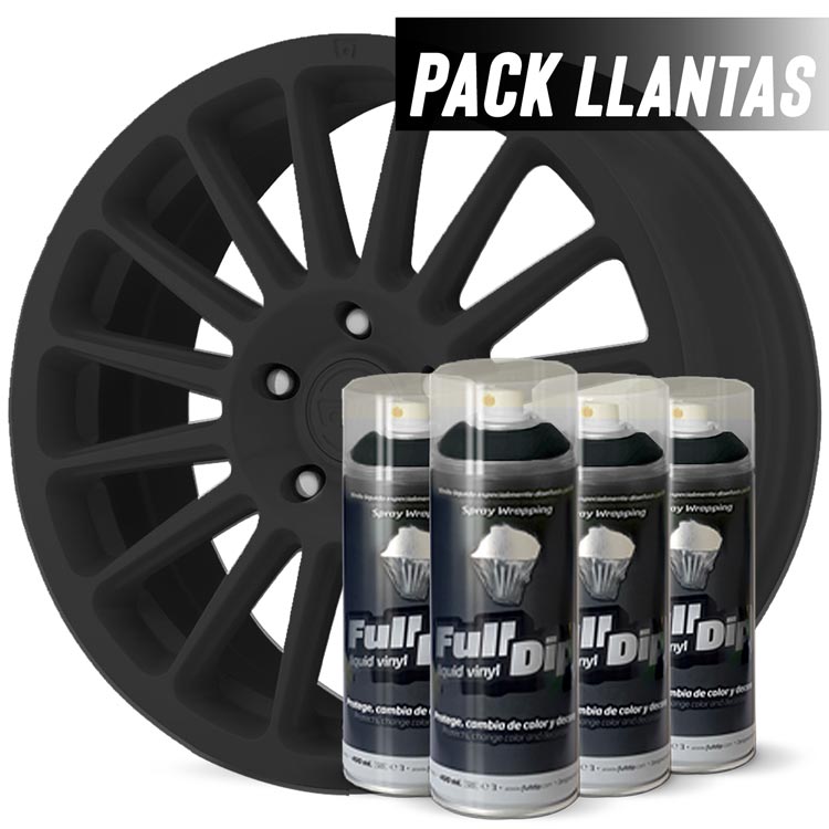 AutoFullCar Pack Llantas Vinilo LIQUIDO Full Dip 5 Sprays Negro Metalizado  Brillo